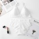 Classy Lace Underwear Suit V-Neck Hollow Out - White Classy Lace Underwear Suit V-Neck Hollow Out - White