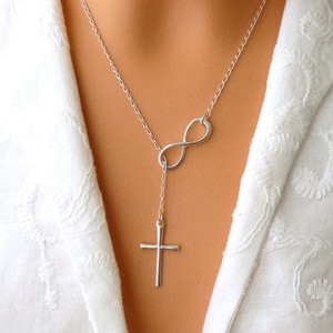 Cross Infinity Pendant Necklace Women Fashion Jewelry Sliver