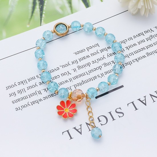 Crystal Daisy Female Jewelry Flower Bracelet Light Blue Crystal Daisy Female Jewelry Flower Bracelet Light Blue