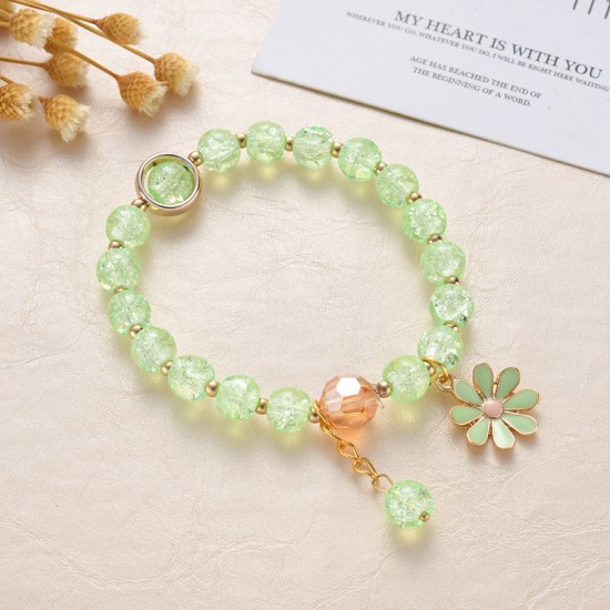 Crystal Daisy Female Jewelry Flower Bracelet Light Green