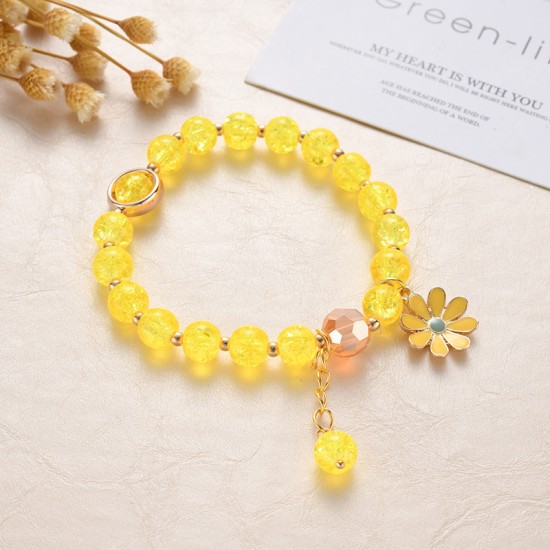 Crystal Daisy Female Jewelry Flower Bracelet Yellow