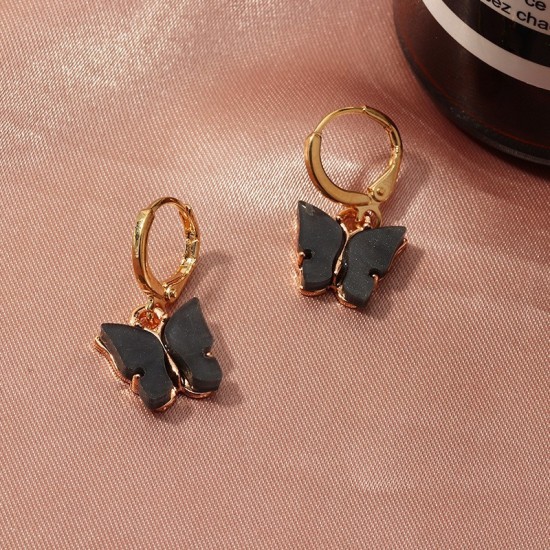 Fashion Acrylic Butterfly Earrings Small Black