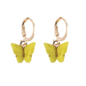 Fashion Acrylic Butterfly Earrings Small Yellow