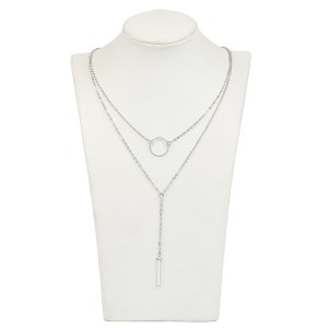 Fashion Clothing Accessories Hollow Round Long Clavicle Chain silver