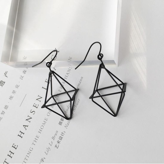 Fashion Triangle Geometric Stereo Contracted Pendant Earrings Black Fashion Triangle Geometric Stereo Contracted Pendant Earrings Black