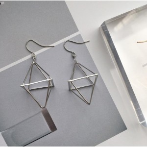 Fashion Triangle Geometric Stereo Contracted Pendant Earrings Silver