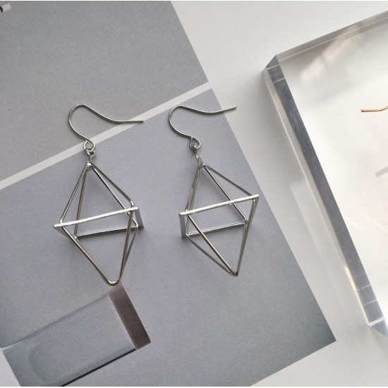 Fashion Triangle Geometric Stereo Contracted Pendant Earrings Silver Fashion Triangle Geometric Stereo Contracted Pendant Earrings Silver