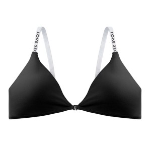 Front Closure Cotton Backless Comfort Bra - Black