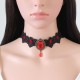 Gothic Crystal Tassel Tattoo Choker Necklace - Red Gothic Crystal Tassel Tattoo Choker Necklace - Red
