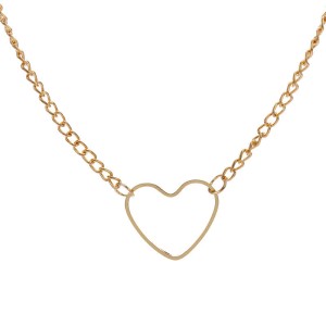 Hollow Heart-Shaped Heart Short Chain Necklace Golden