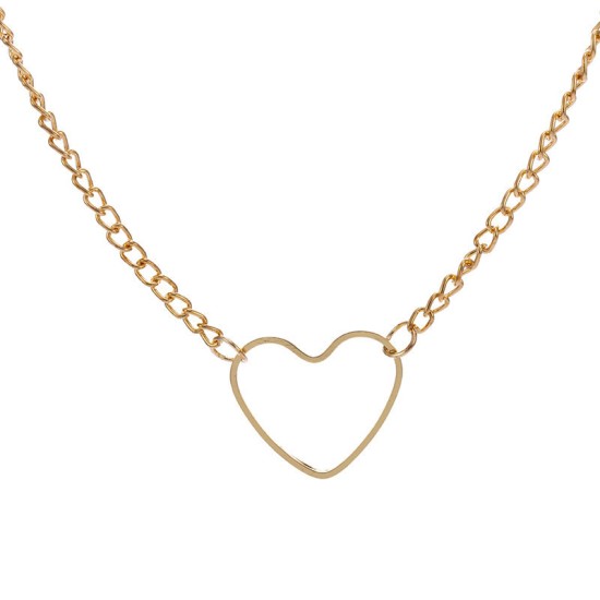 Hollow Heart-Shaped Heart Short Chain Necklace Golden Hollow Heart-Shaped Heart Short Chain Necklace Golden