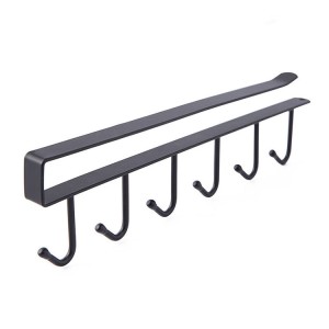 Iron Kitchen Storage Racks Holders 6 Hooks Single Row Hanger - black Iron Kitchen Storage Racks Holders 6 Hooks Single Row Hanger - black