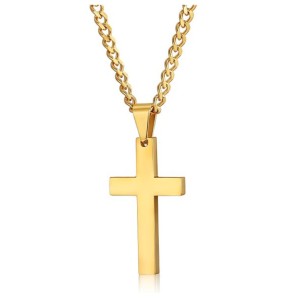 Jewelry Cross Necklace Chain for Men Women Stainless Steel Golden