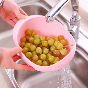 Kitchen Accessories Rice Fruit Drain Washing  Bowl Basket - pink 