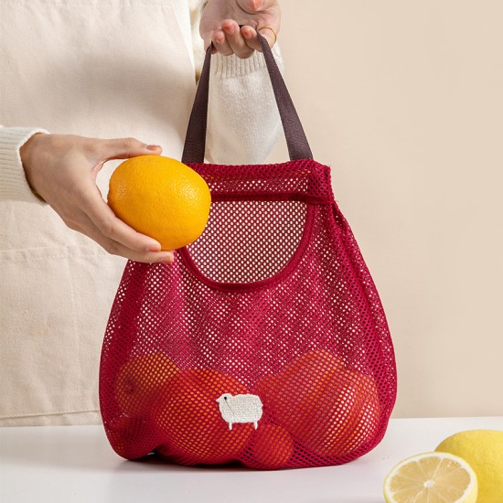 Kitchen Fruit And Vegetable Storage Mesh Hanging Bag - Red Kitchen Fruit And Vegetable Storage Mesh Hanging Bag - Red