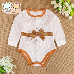 Long-Sleeved Pure Color Cotton Newborn Romper Jumpsuit
