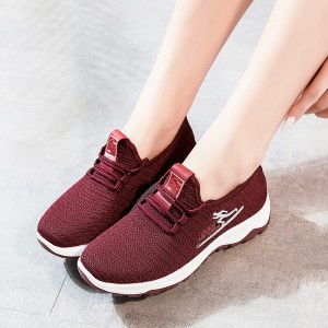 Mesh Lace-Up Sneakers for Women Lightweight Breathable Non-Slip Soft And Comfortable Shoes For Walking Running Jogging Exercise Gym and Outdoor Office Casual Shoes - Red