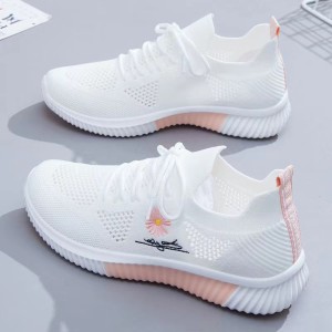 Mesh Lace-Up Sneakers for Women Lightweight Breathable Non-Slip Soft And Comfortable Shoes For Walking Running Jogging Exercise Gym and Outdoor Office Casual Shoes - White