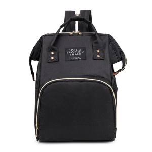 Mommy Baby Diaper Bag - Large Capacity Trendy Nylon Waterproof New Born Fashion Backpack Handbag  Multi Functional Outing Bag - Black