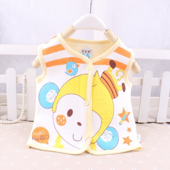 New Born Warm Vest Front Open Cute Vest - yellow