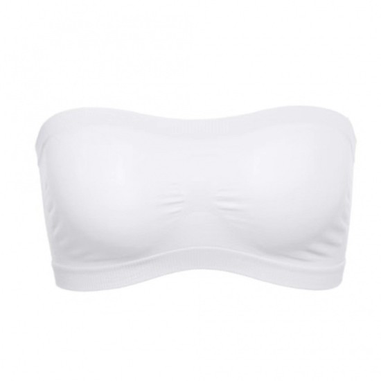 New Breathable Mesh Tube Bra Strapless Crop Top - White