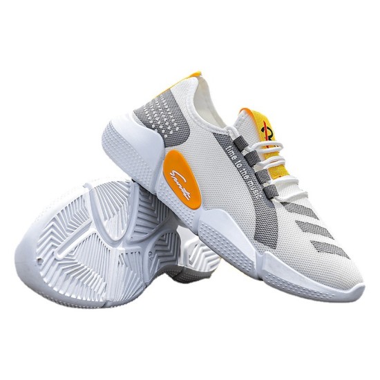 Mesh Lace-Up Sneakers for Men Lightweight Breathable Non-Slip Soft And Comfortable Shoes For Walking Running Jogging Exercise Gym and Outdoor Office Casual Shoes - Light Gray