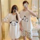 Cartoon Print 3Pcs Couple Pajama Set - Half Sleeves Short Trouser Round Neck Solid White Color Sleepwear for Men And Women Nightwear Cartoon Print 3Pcs Couple Pajama Set - Half Sleeves Short Trouser Round Neck Solid White Color Sleepwear for Men And Women Nightwear