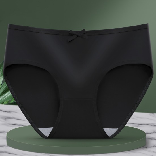 Women Simple Comfortable Panties Underwear Mid Waist Black
