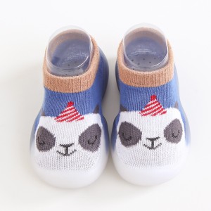 Newborn Infant Cartoon Design Socks Shoes For Kids Baby Girls - Breathable New Stylish Fashion For Boys Children - Soft Cotton Shoes - White Blue