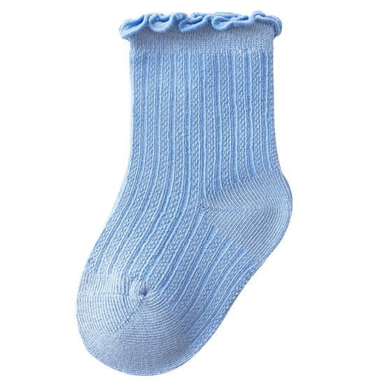 Newborn Thin  Mesh Breathable Combed Cotton  Lace Socks - blue