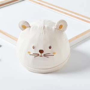 Newborn baby embroidery fetal winter  cap - white