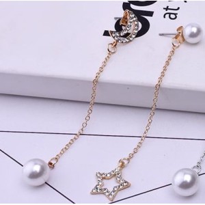 Pearl New Fashion Moon Stars Women Drop Earrings Gift Golden