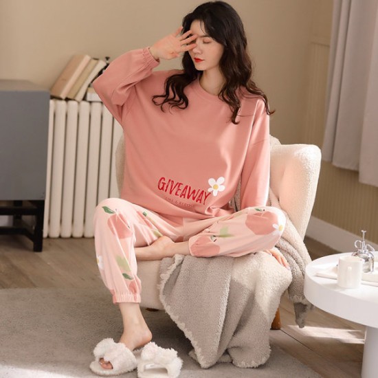 Printed Pajamas Set For Women Sleepwear Homewear Nightwear Peach Printed Pajamas Set For Women Sleepwear Homewear Nightwear Peach