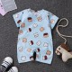 Pure Cotton Short-Sleeved Newborn Baby Jumpsuit - blue