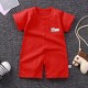 Pure Cotton Short-Sleeved Newborn Baby Jumpsuit - red