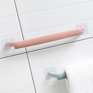 Self-Adhesive Towel hanging Rack Plastic Wall-Mounted - pink