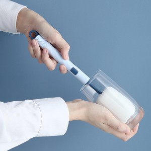 Silicone Long Handle Thermos Glass Cup Cleaning Brush - Blue