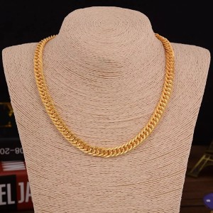 Solid Finish Stainless Steel Miami Cuban Link Chain Golden