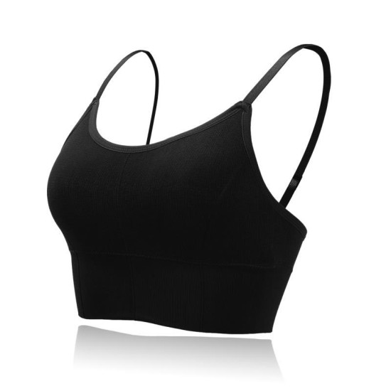 Sports Bra Thin Straps Ladies Wrap Chest Tube Top - Black Sports Bra Thin Straps Ladies Wrap Chest Tube Top - Black