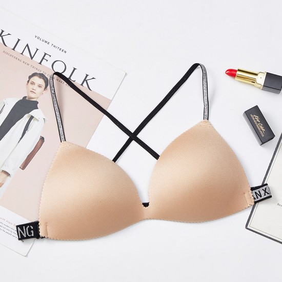 Summer Beautiful Back Cross Shoulder Straps Bra - Skin Summer Beautiful Back Cross Shoulder Straps Bra - Skin