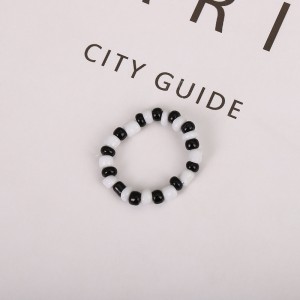 Summer Crystal Bead Rings Set For Women Bohemia Fresh Black and White