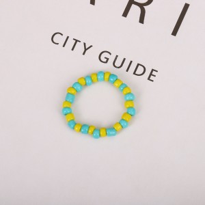 Summer Crystal Bead Rings Set For Women Bohemia Fresh Blue Yellow
