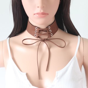 Wide Velvet Choker Necklace Belt Chokers Necklaces Tied Brown