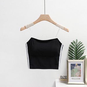 Women Cotton Thin Suspender Silk Seamless Tube Top - Black