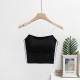 Women Cotton Thin Suspender Silk Seamless Tube Top - Black Women Cotton Thin Suspender Silk Seamless Tube Top - Black