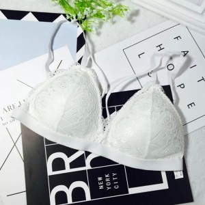 Women Floral V-neck Push-up Bra - White Women Floral V-neck Push-up Bra - White