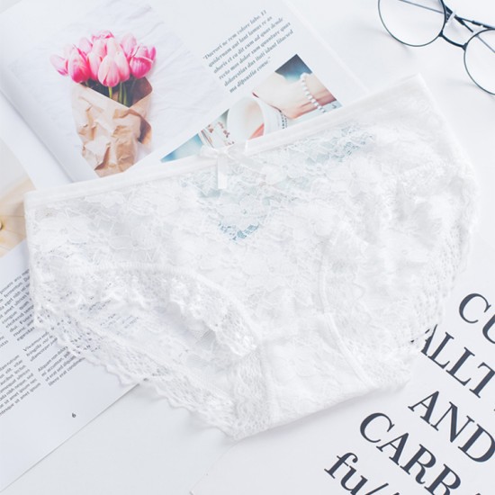 Women Lace Underwear Panties Cotton Comfort - White