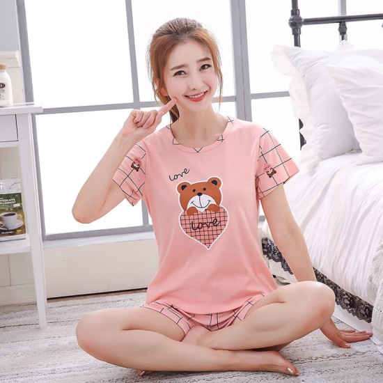 Women Pajamas Sets Cotton Short-Sleeve Shirts And Pants Women Pajamas Sets Cotton Short-Sleeve Shirts And Pants