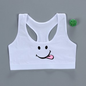 Women Sport Training Bra Cartoon Smiley - White