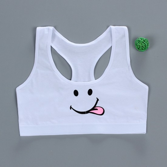 Women Sport Training Bra Cartoon Smiley - White Women Sport Training Bra Cartoon Smiley - White